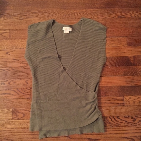 MICHAEL KORS |  Olive Green Wrap Sweater Vest - Picture 7 of 7